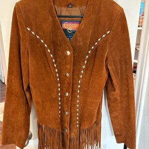 Women's Brown Leather Fringe Jacket